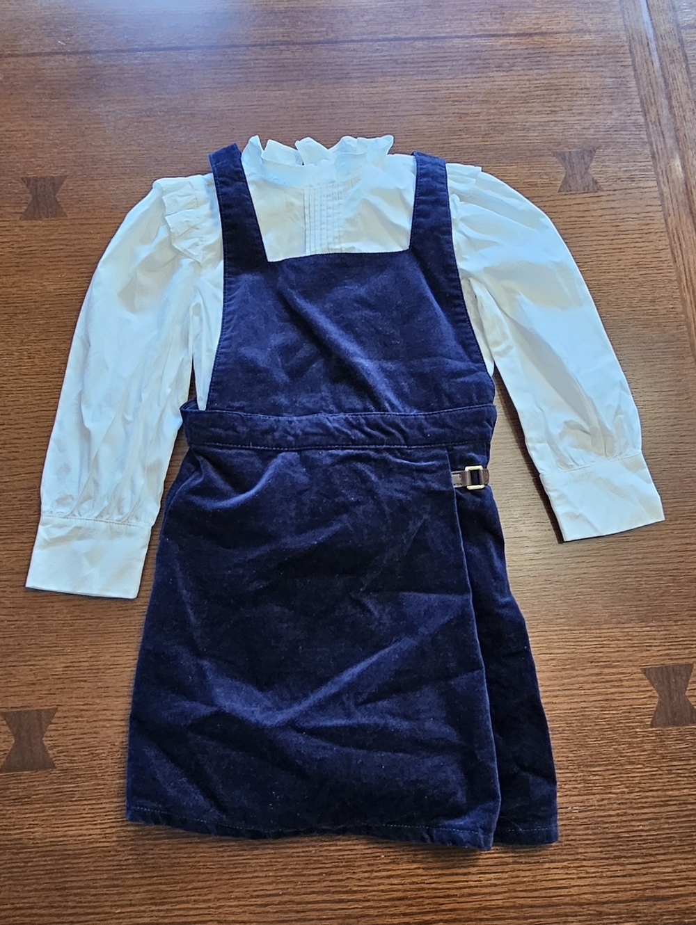 Janie And Jack Marine Velvet Jumper Dress And Blouse Size 5